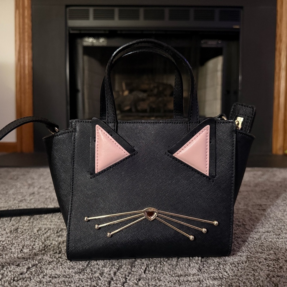 Kate Spade Black and Pink Cat Mini Bag